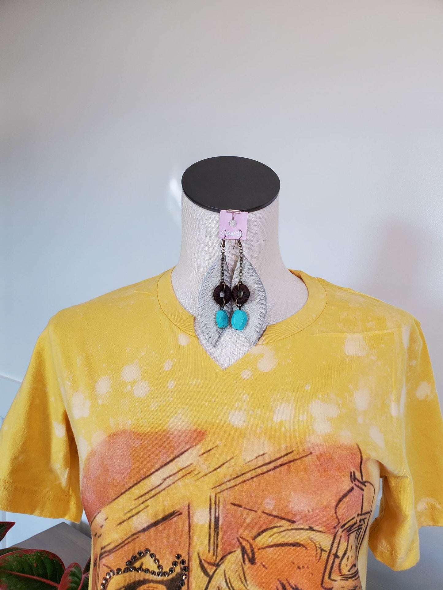 Leather Hair On Hide with Turquoise Drop Stone