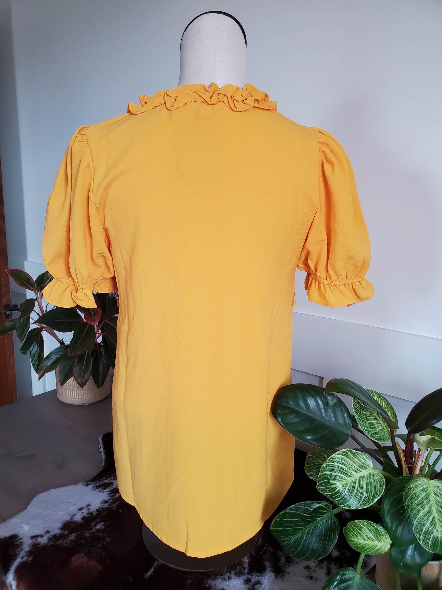 Mango Ruffled High Waist Top