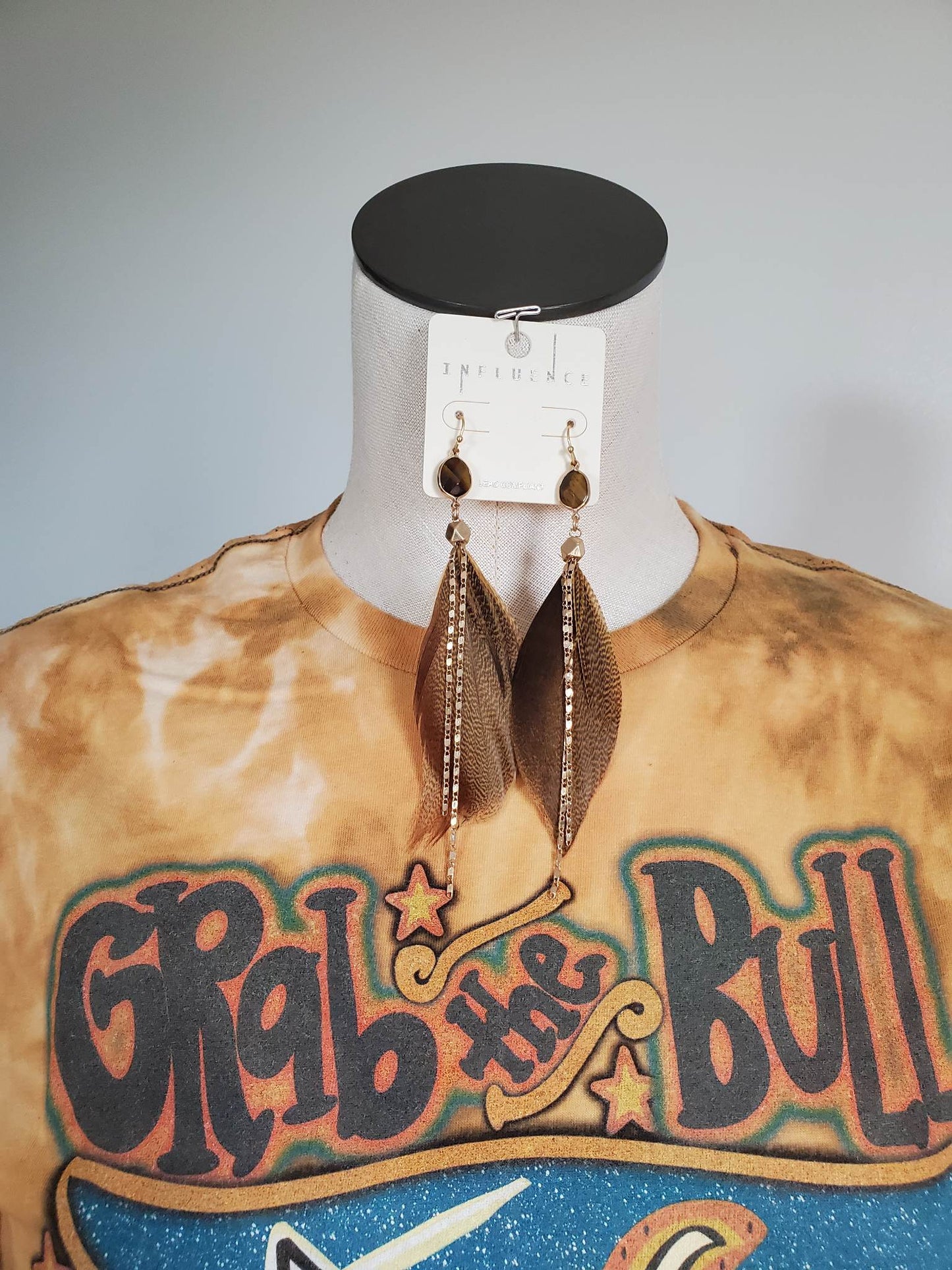 Stone And Feather Earrings