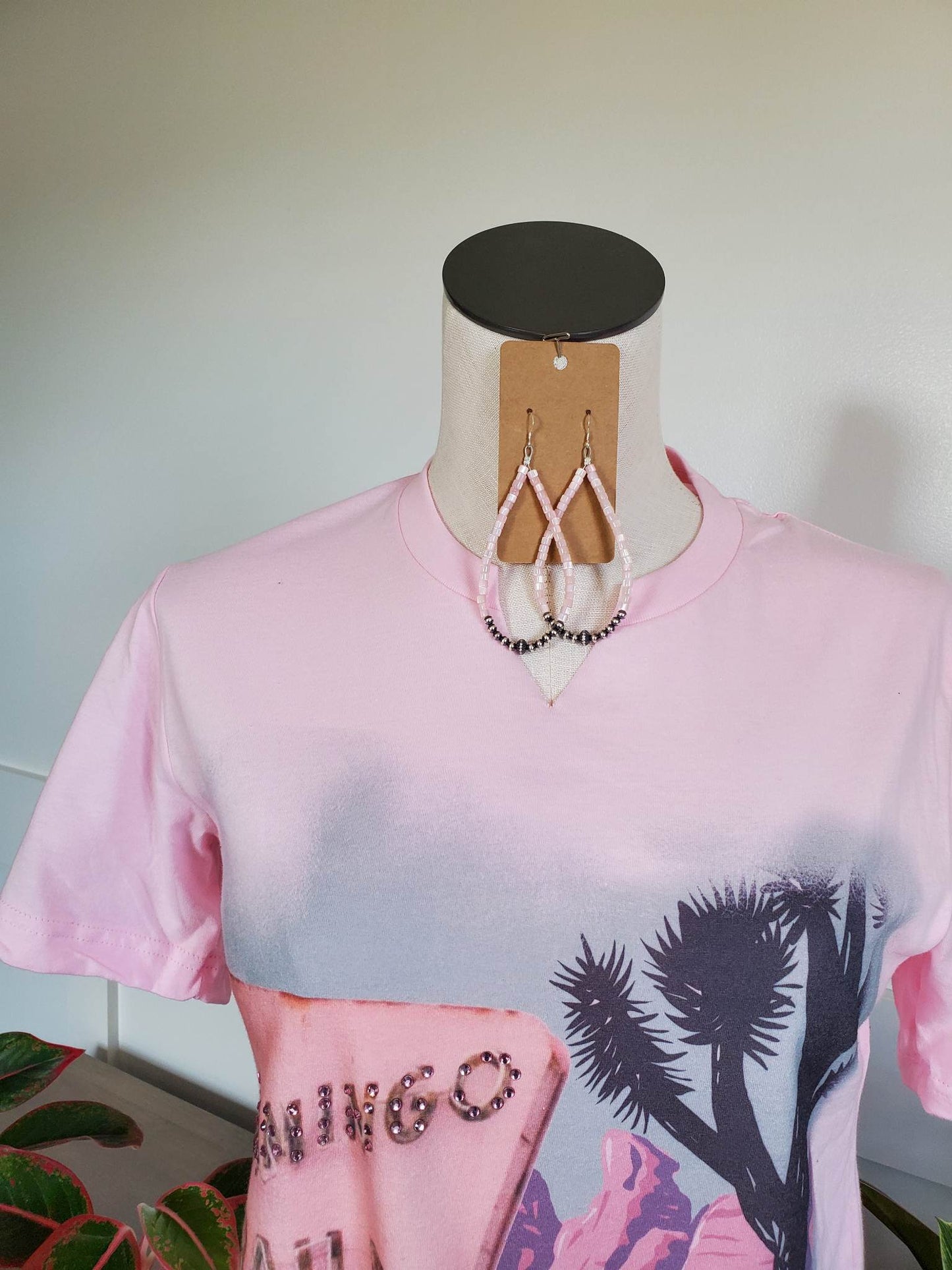 Genuine Pink Shell with Navajo Pearl Teardrop Earrings