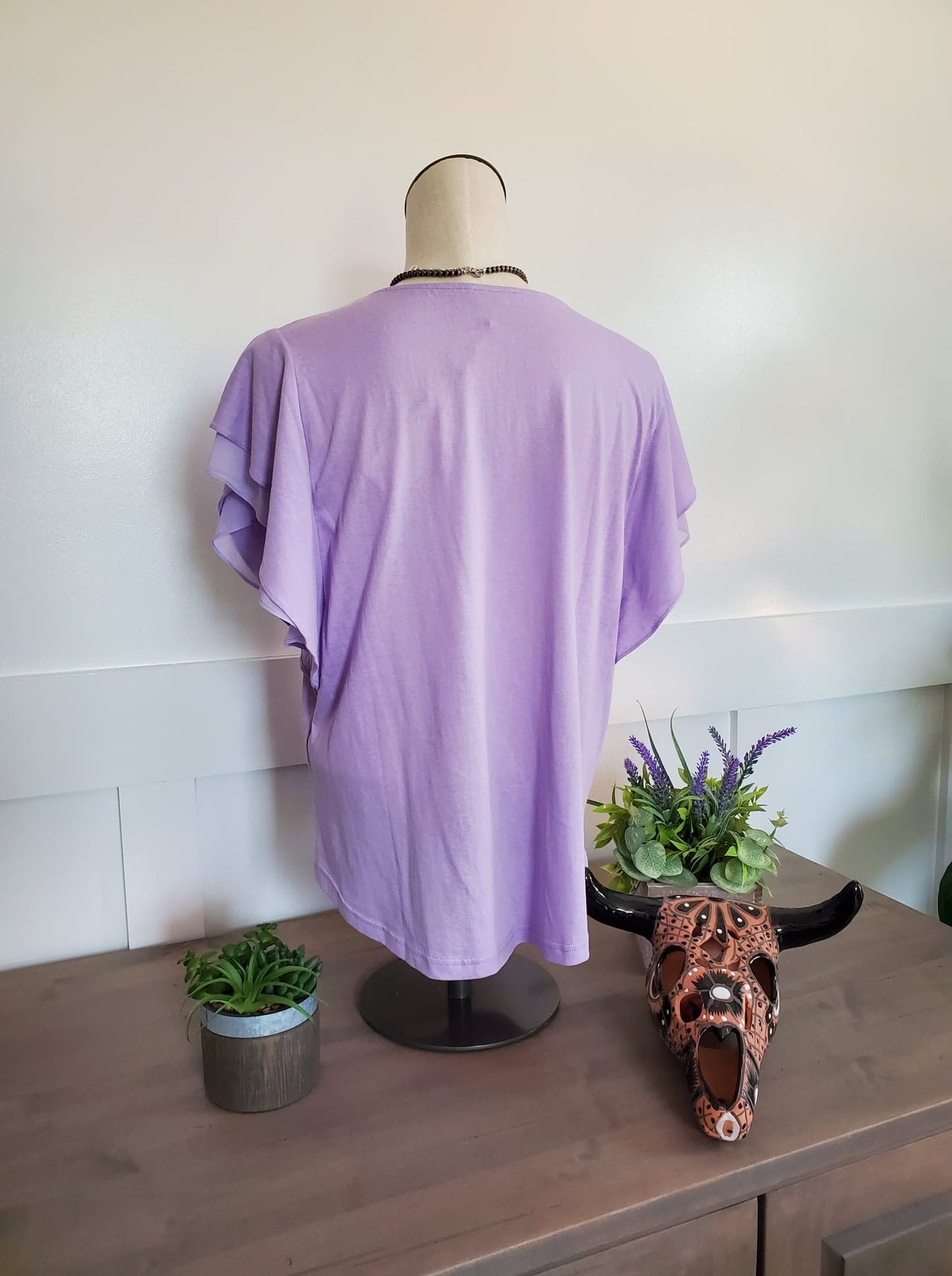 Lavender Double Ruffle Short Sleeve Shirt