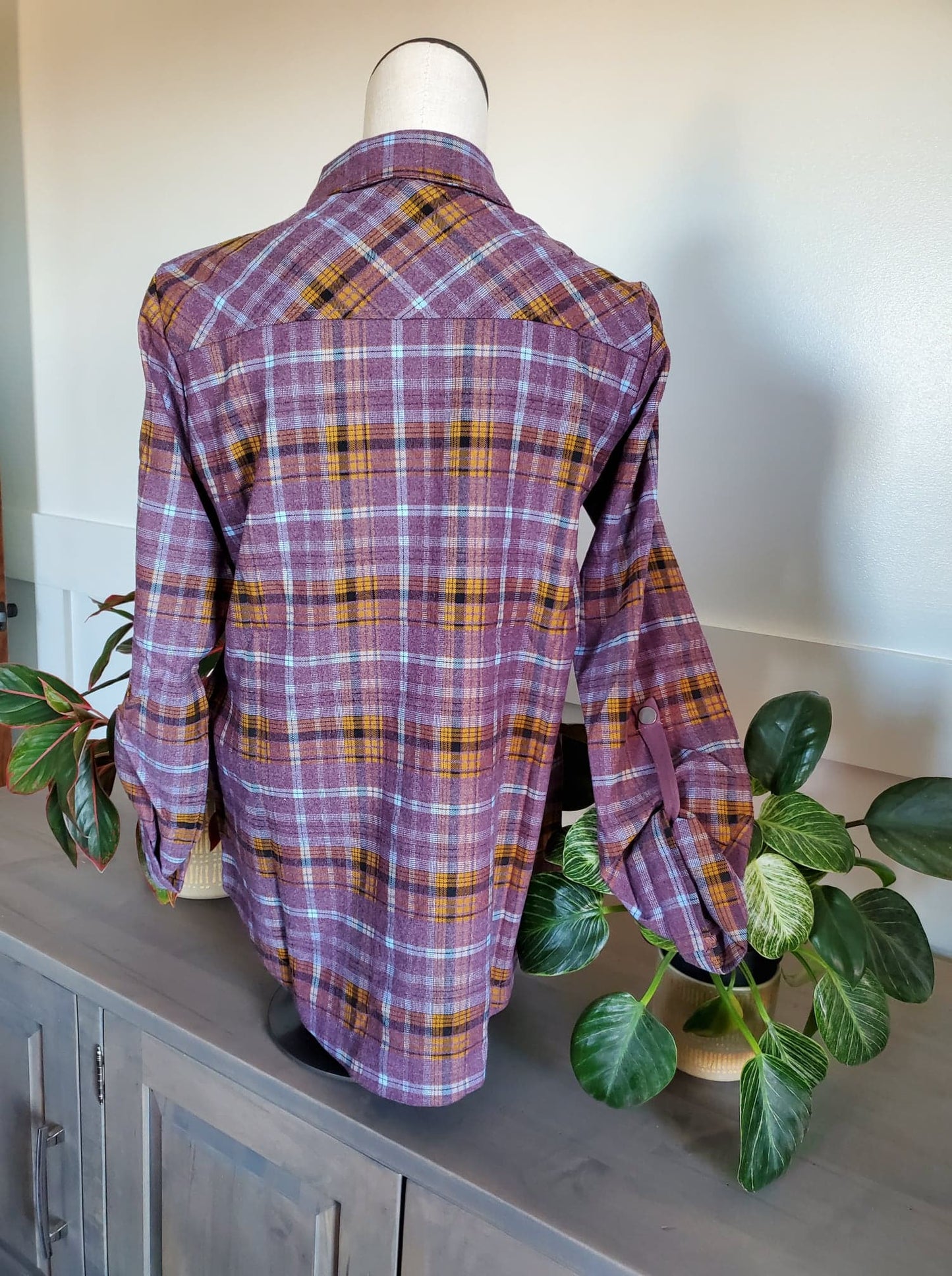 Purple Plaid Shirt Jacket