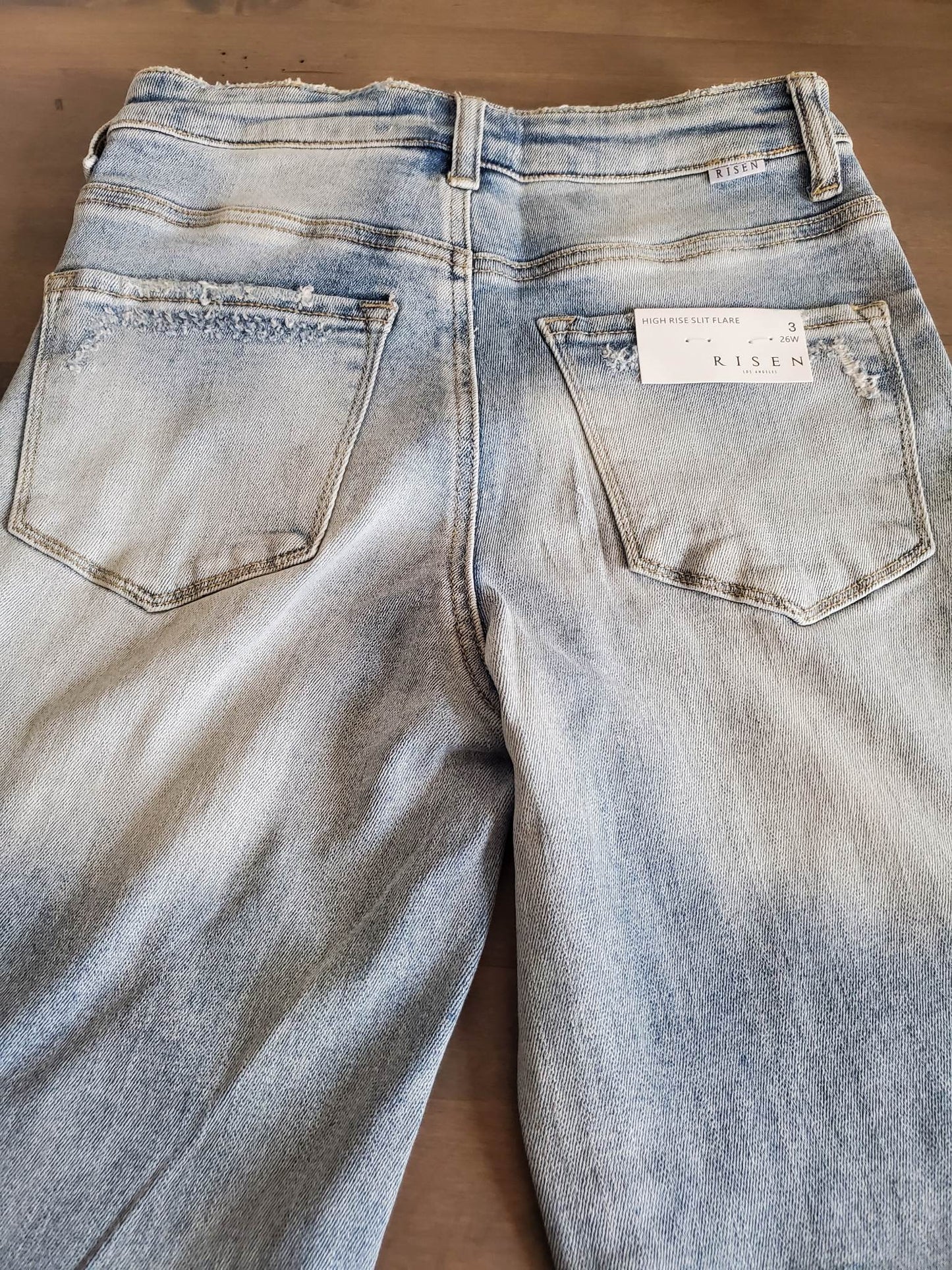 Risen High Rise Slit Flare Jeans