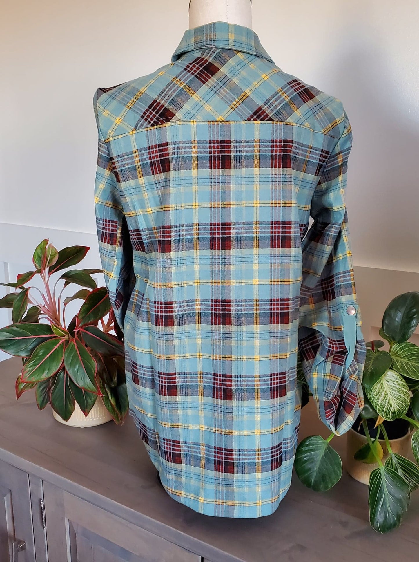 Seafoam Plaid Shirt Jacket