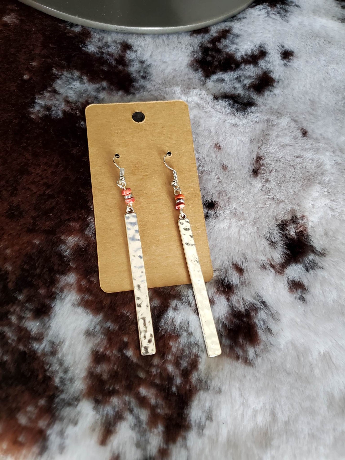Spiny Corral Silver Dangle Earrings