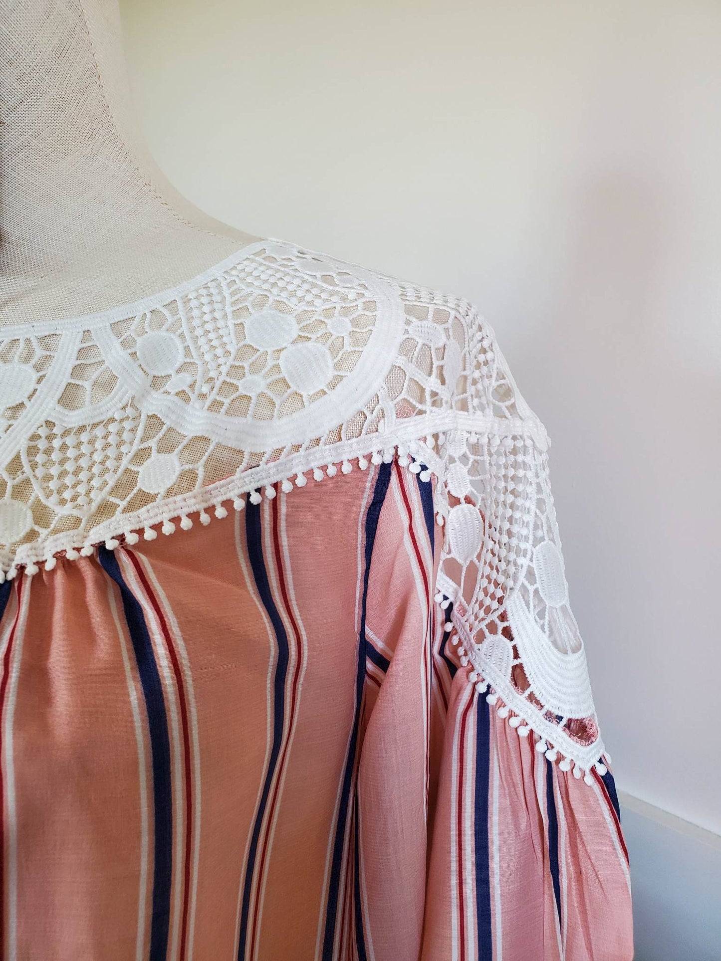 Stripe Lace Yoke Top