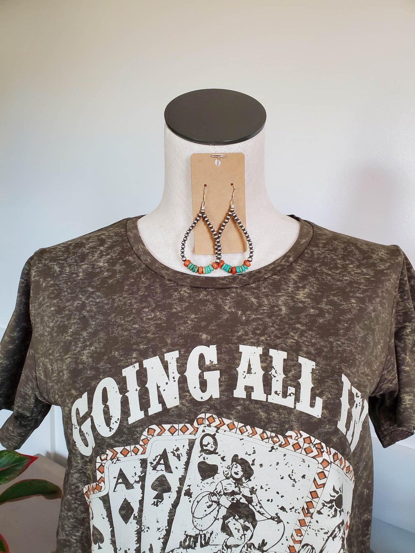 Genuine Navajo Pearl Teardrop Earrings With Turquoise And Corral