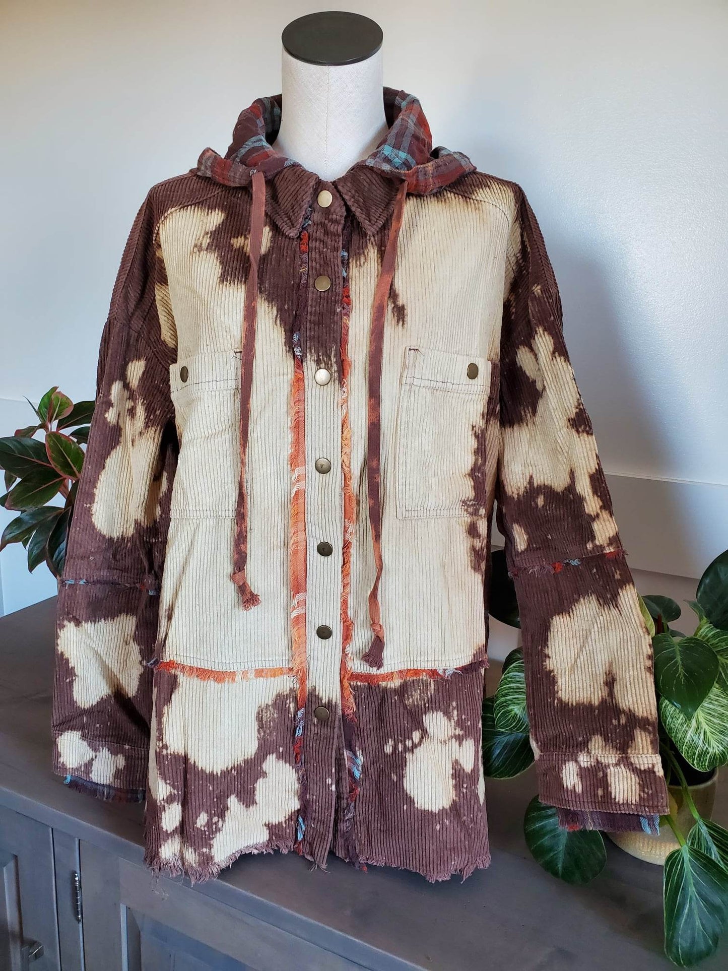 Bleached Corduroy Check Mixed Jacket