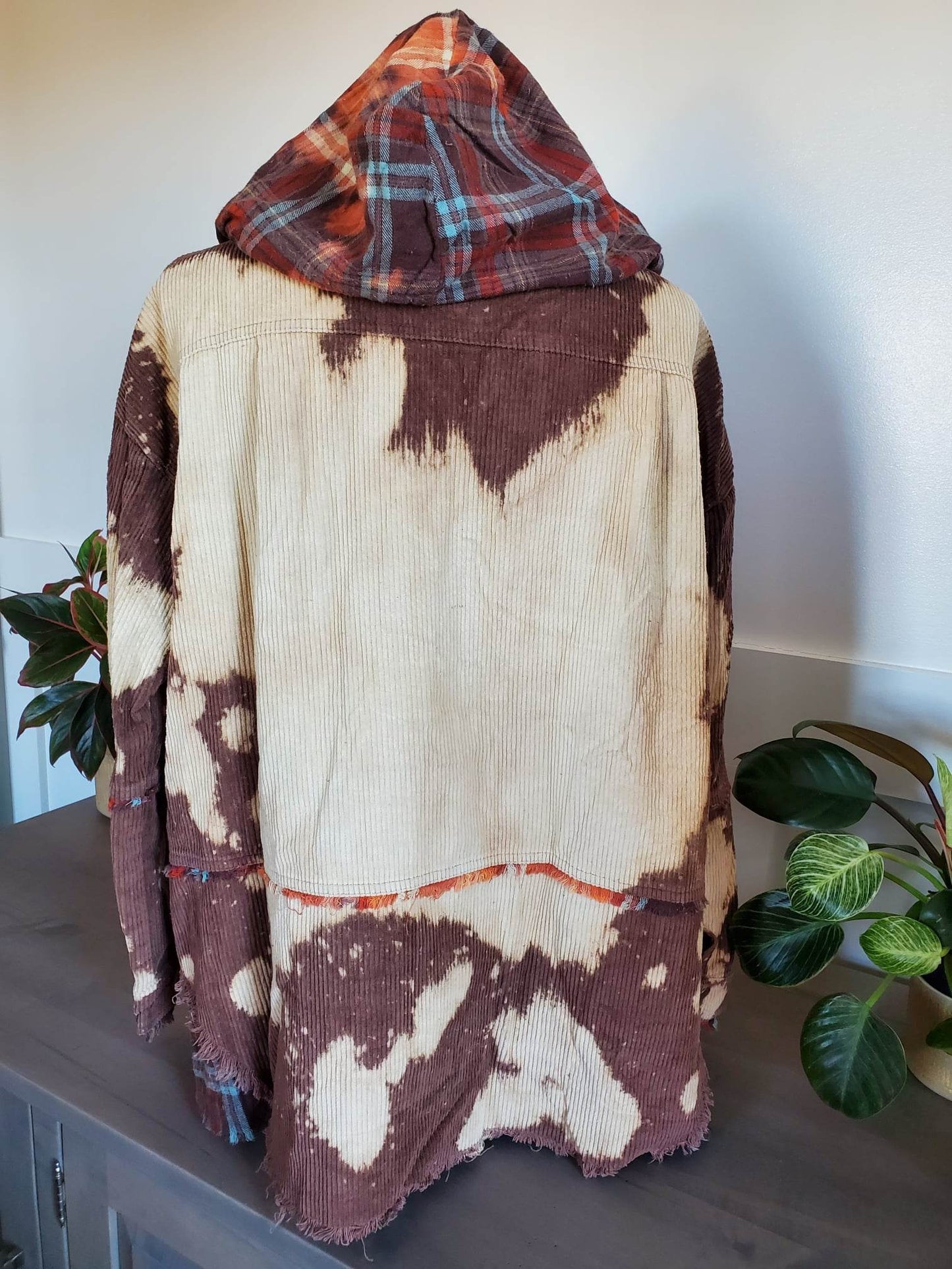 Bleached Corduroy Check Mixed Jacket