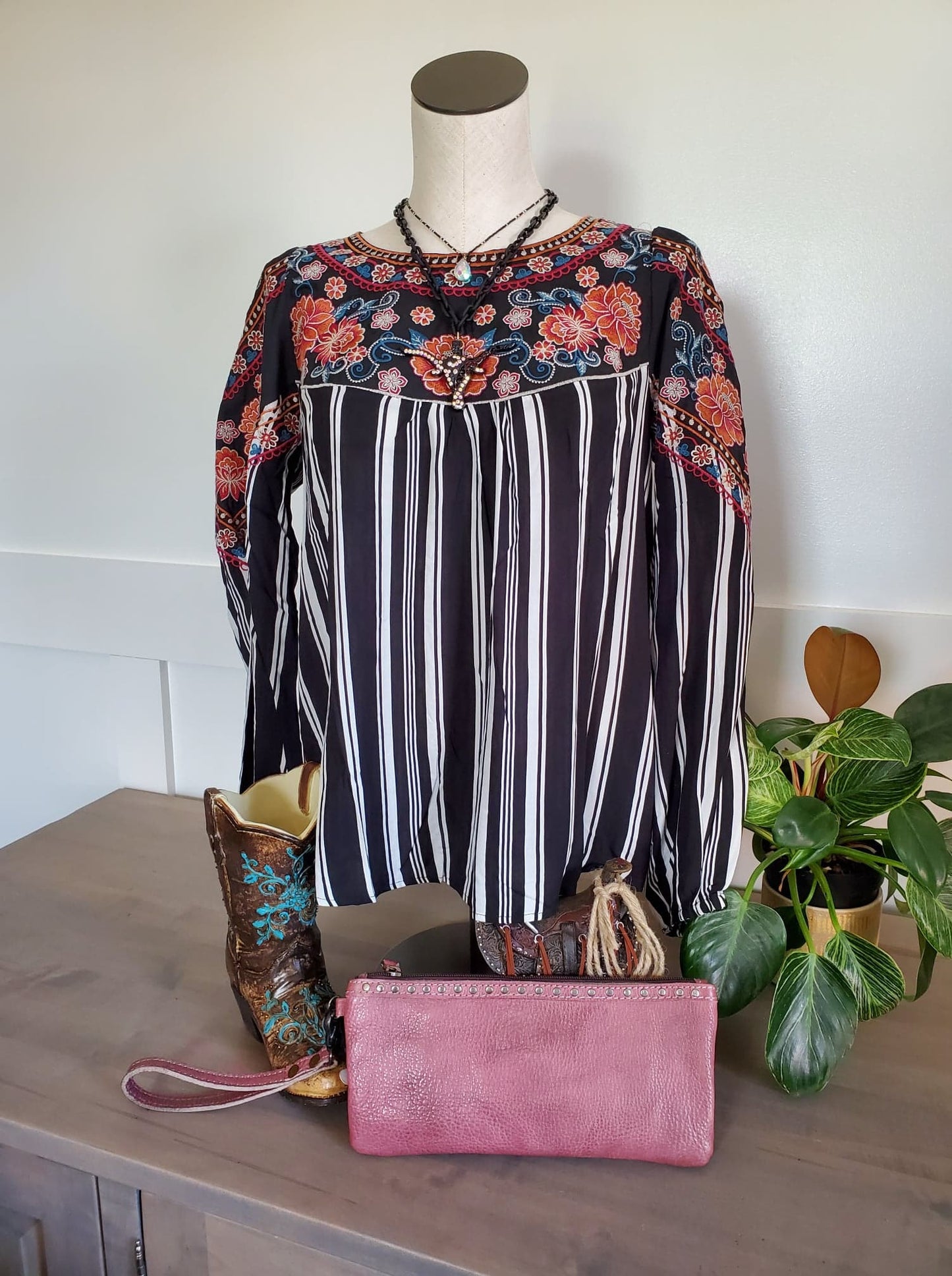 Black Embroidered Multi Color Top