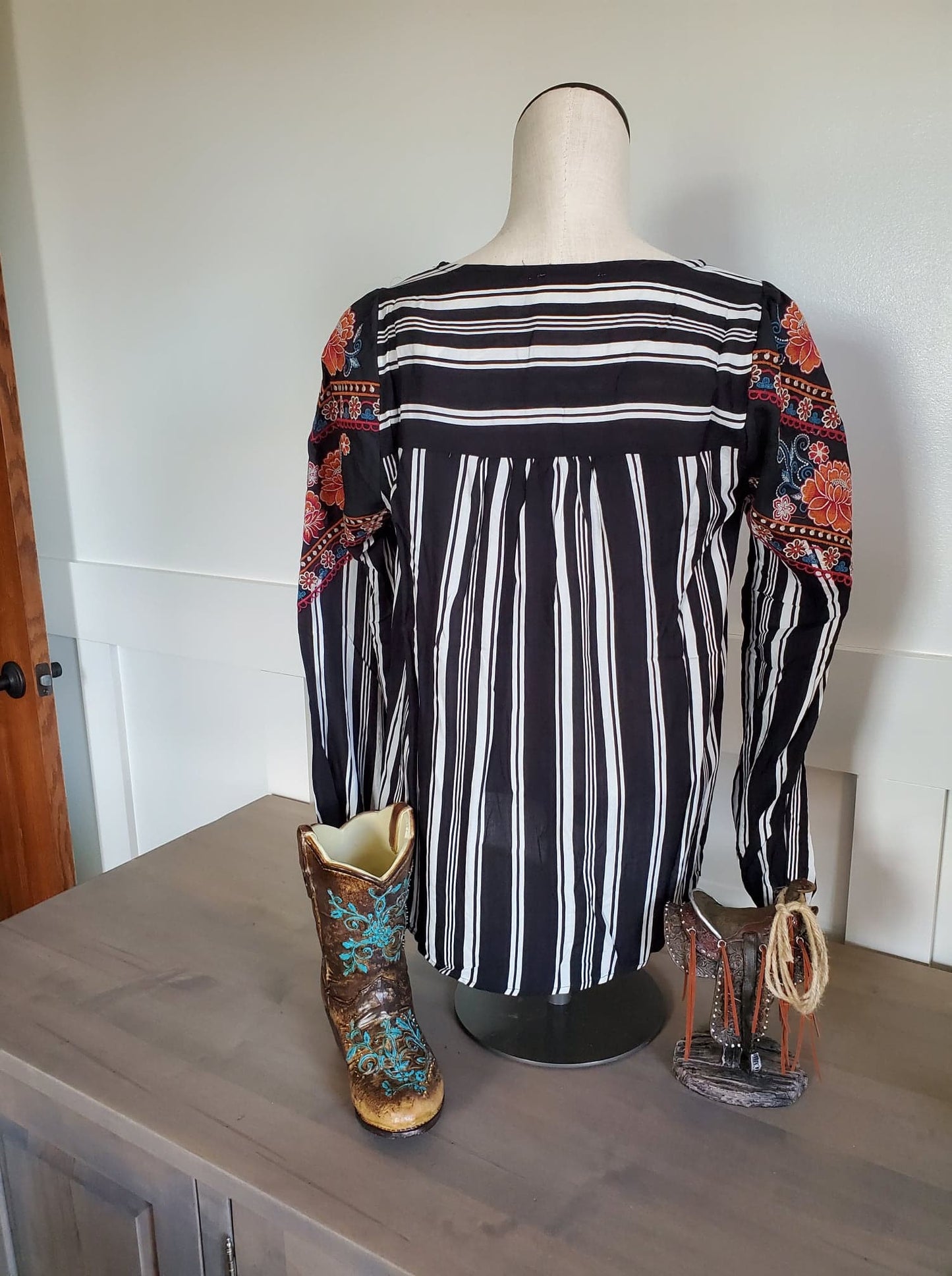 Black Embroidered Multi Color Top