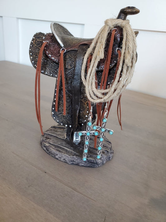 Turquoise Cross Earrings