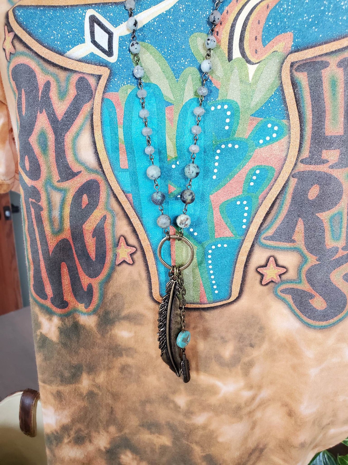 Feather Crystal Labradorite Chain Necklace