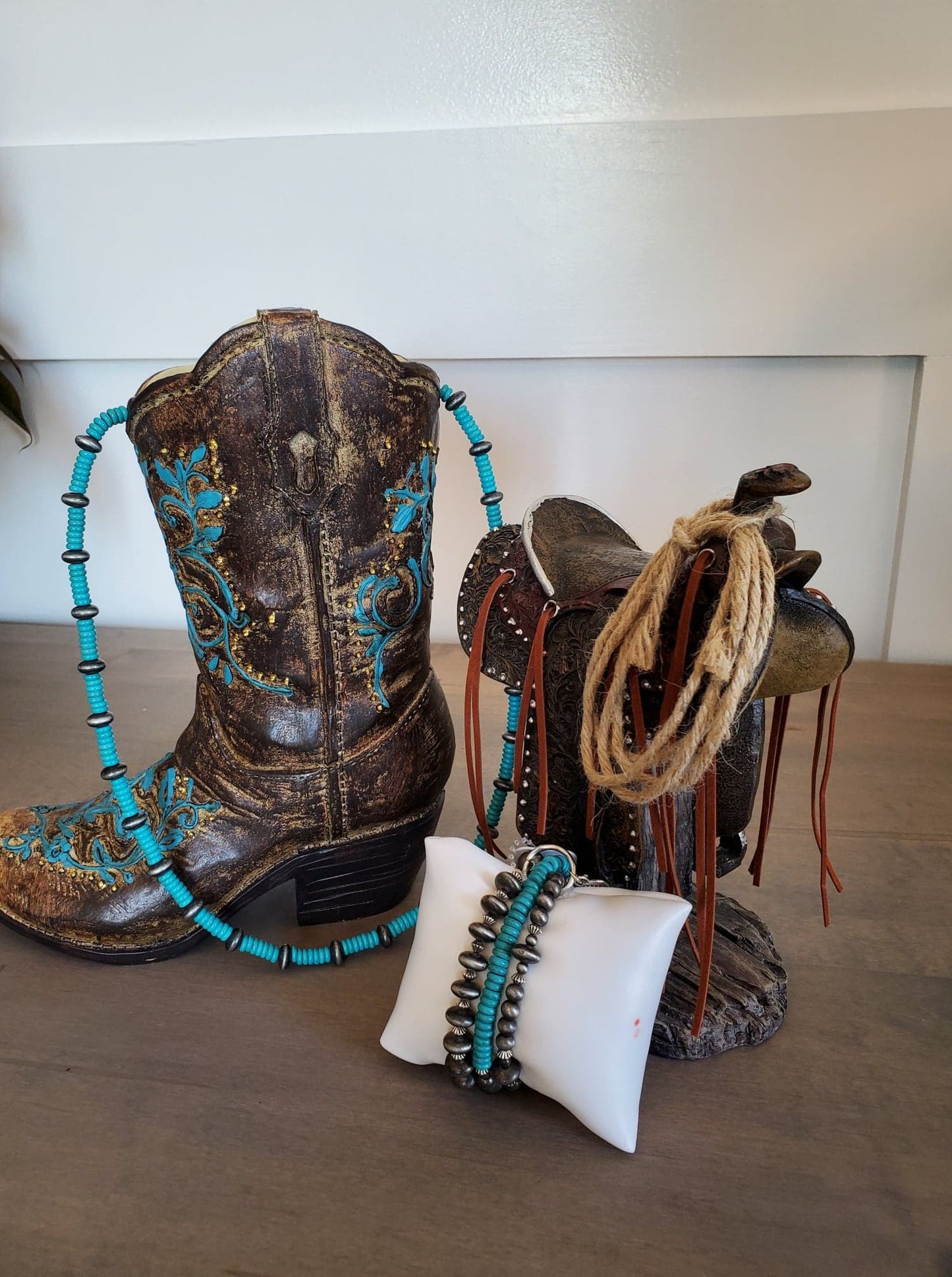 Turquoise and Indian Bead Bracelet