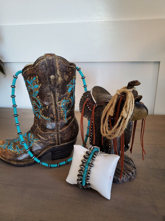 Turquoise and Indian Bead Bracelet