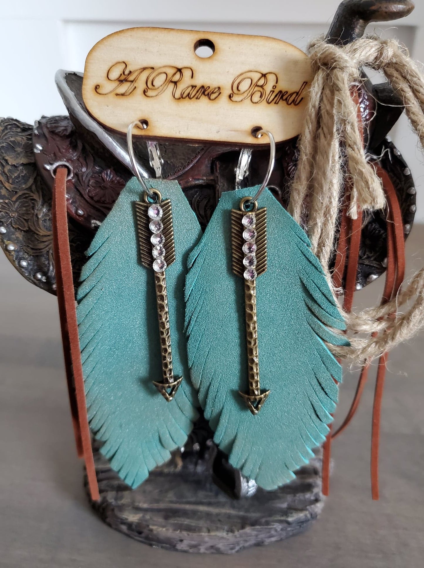 Rare Bird White Leather Earrings