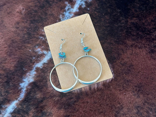 Turquoise Chip Earring on a Mini hoop