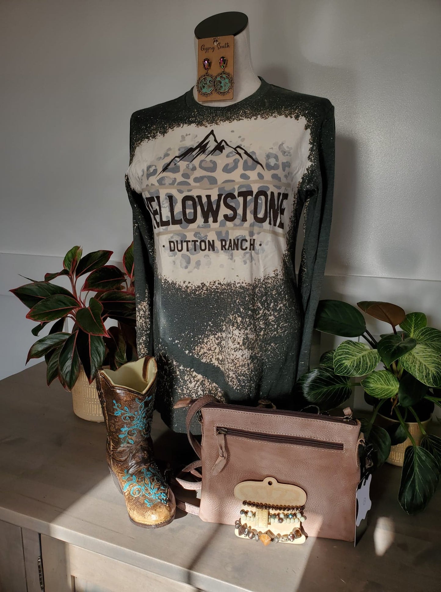 Yellowstone Leopard Bleached Long Sleeve Tee