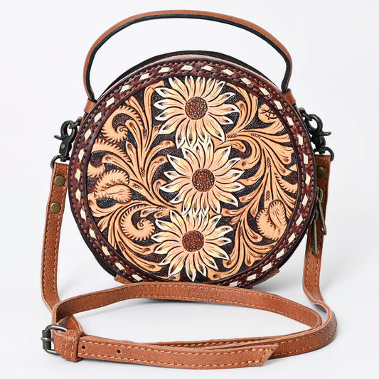 Floral Tooled Leather Canteen Bag