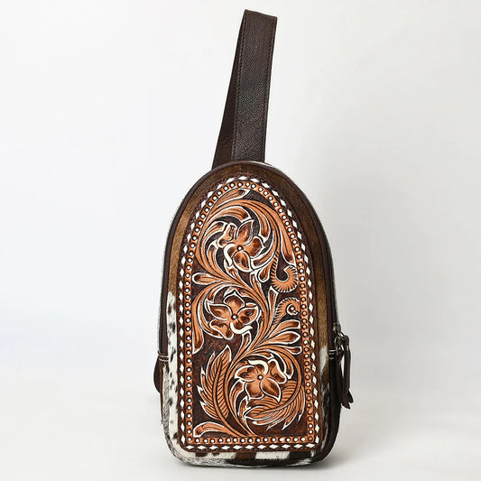 Tooled Leather Sling Bag