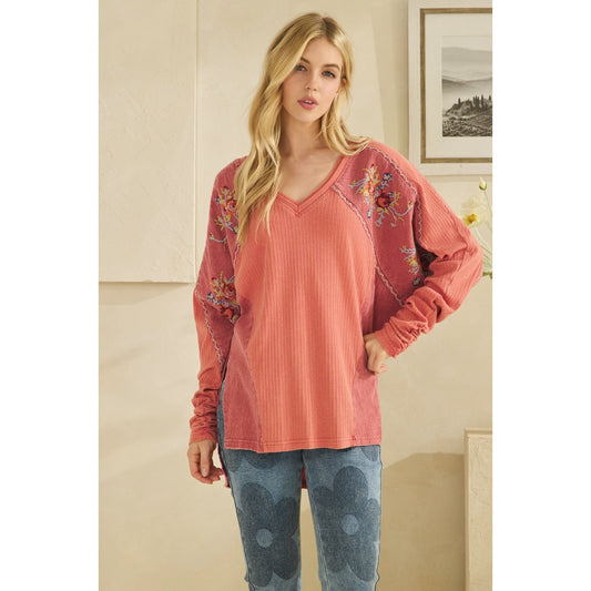 Mixed Floral Embroidered Top