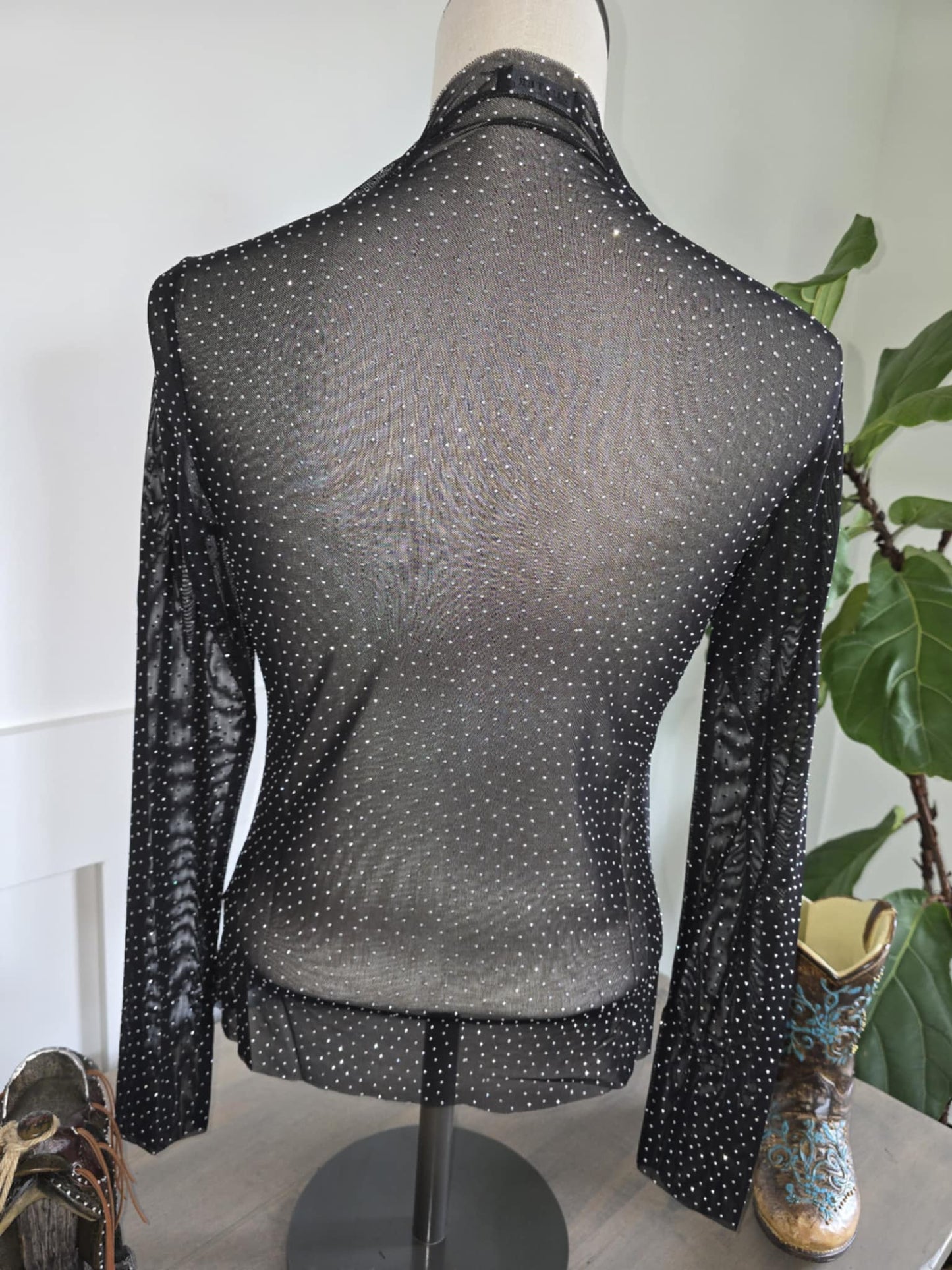 Rhinestone mesh top