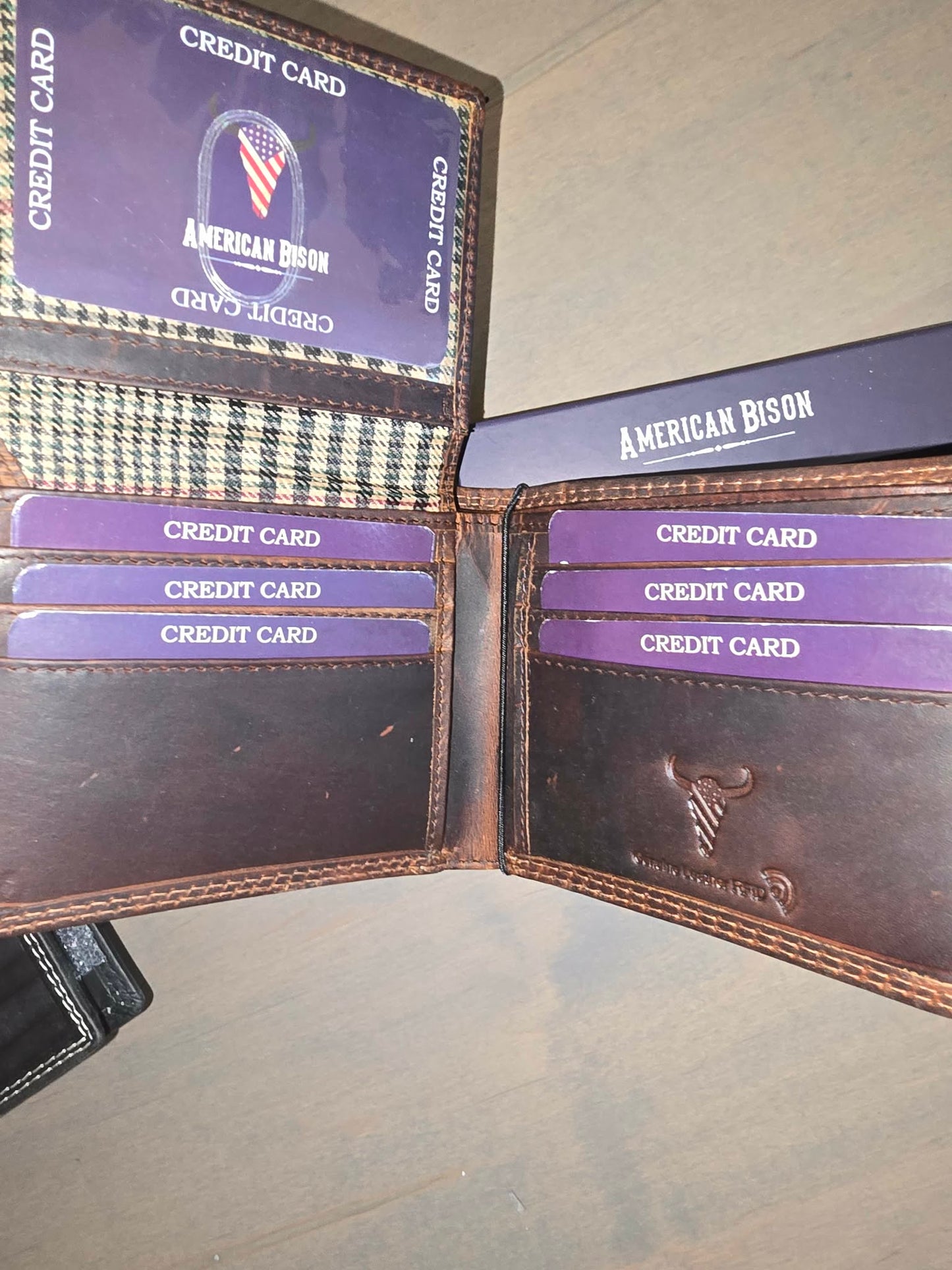 American Bison American Flag Distressed Wallet