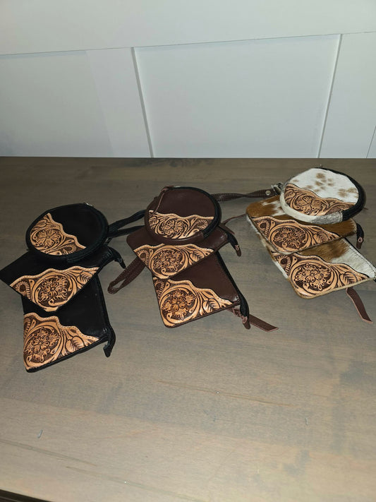 Leather Trio Coin Purse Set