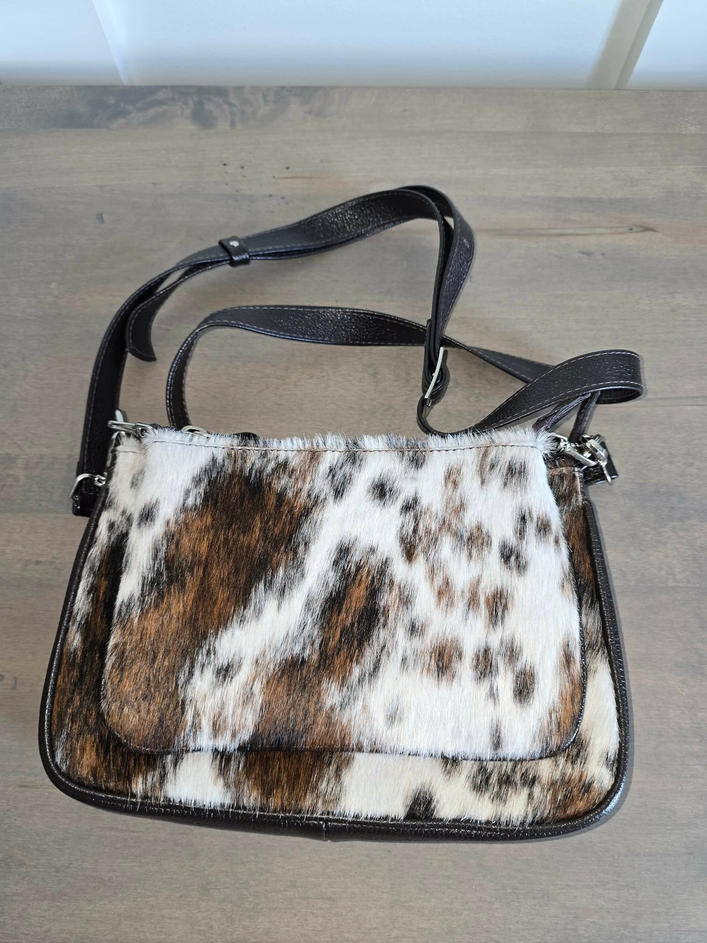 Dual Genuine Cowhide and Leather Crossbody
