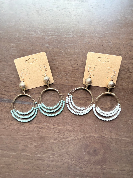 Triple Wire Beaded Earring