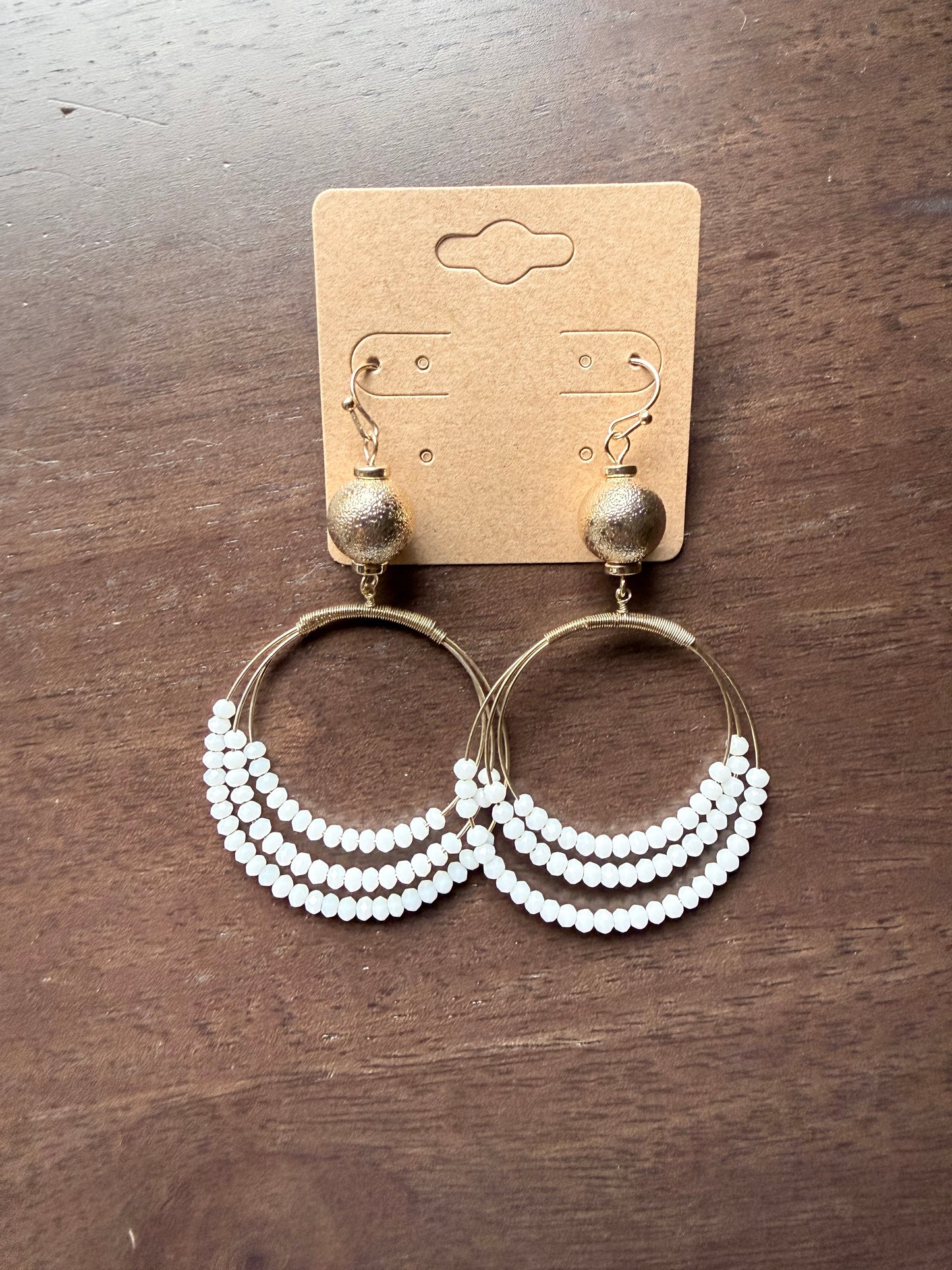 Triple Wire Beaded Earring