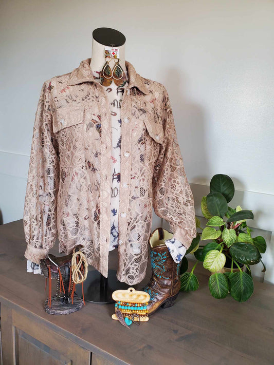 Taupe Lace Shirt