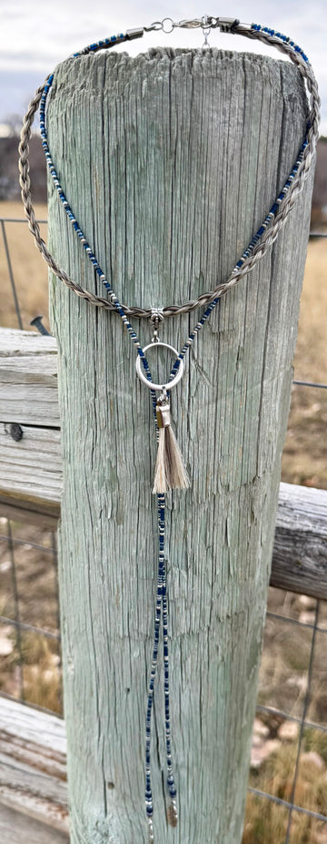 Chambray Feather Lariat