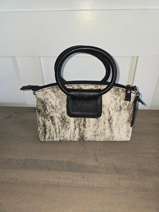 Cowhide and Leather Handle Purse