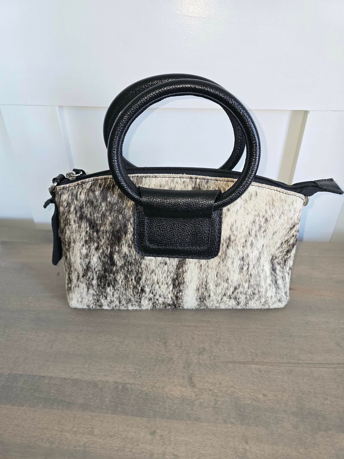 Cowhide and Leather Handle Purse