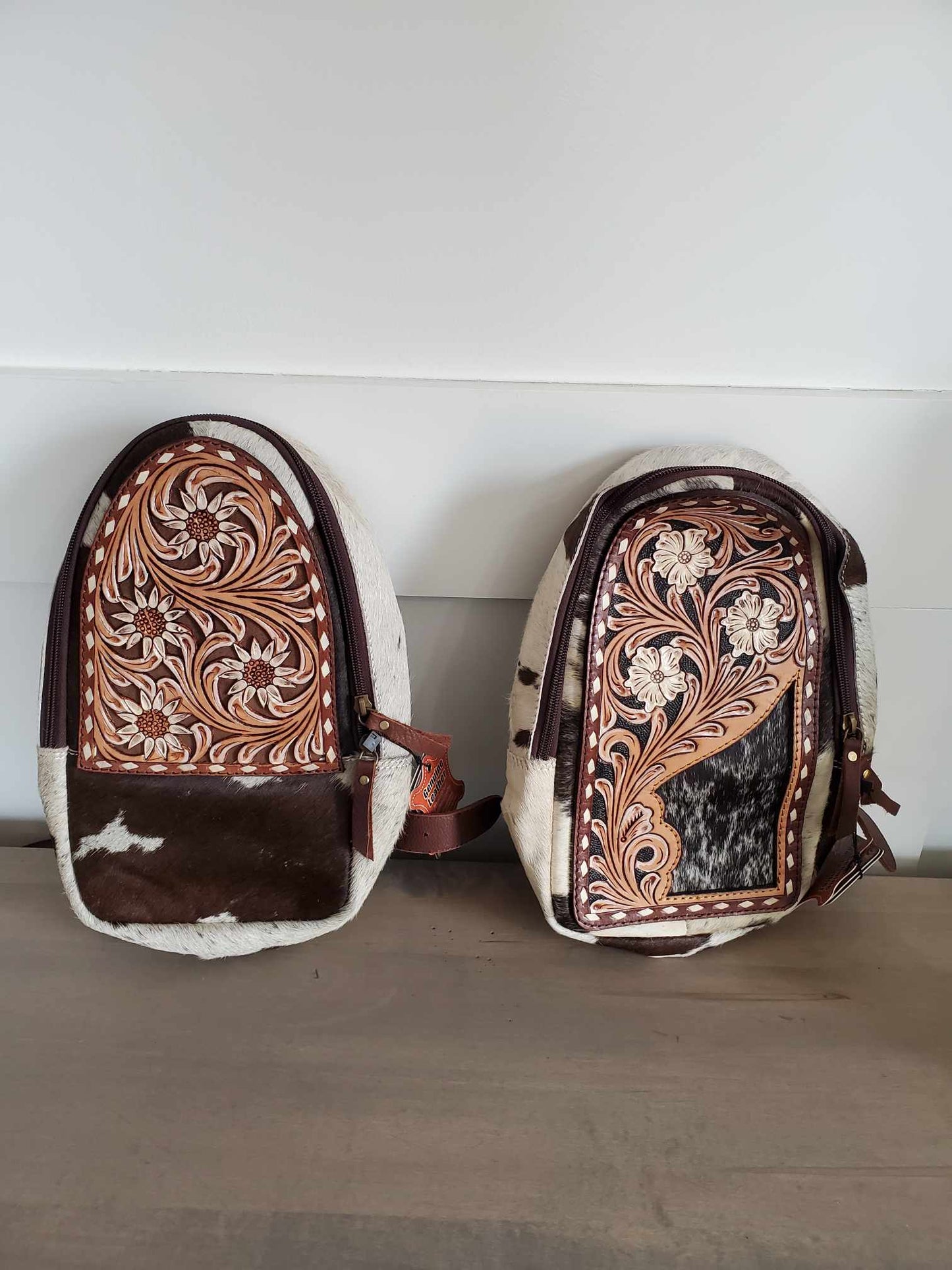 Hand Tooled Hair On Hide Sling Bag