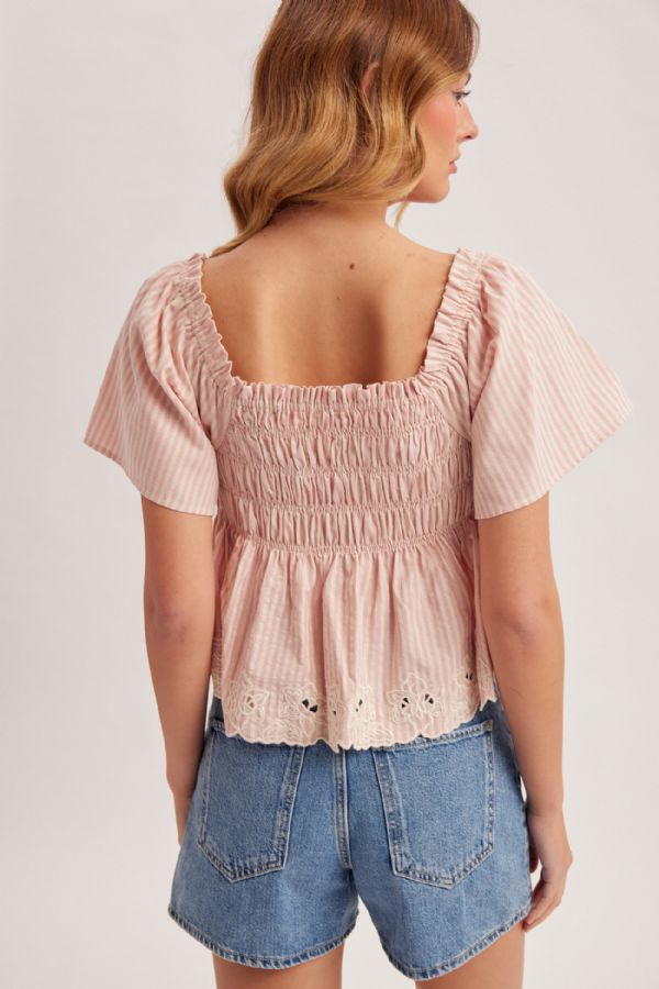 Flutter Sleeve Smocked Top