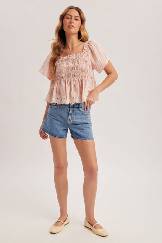 Flutter Sleeve Smocked Top