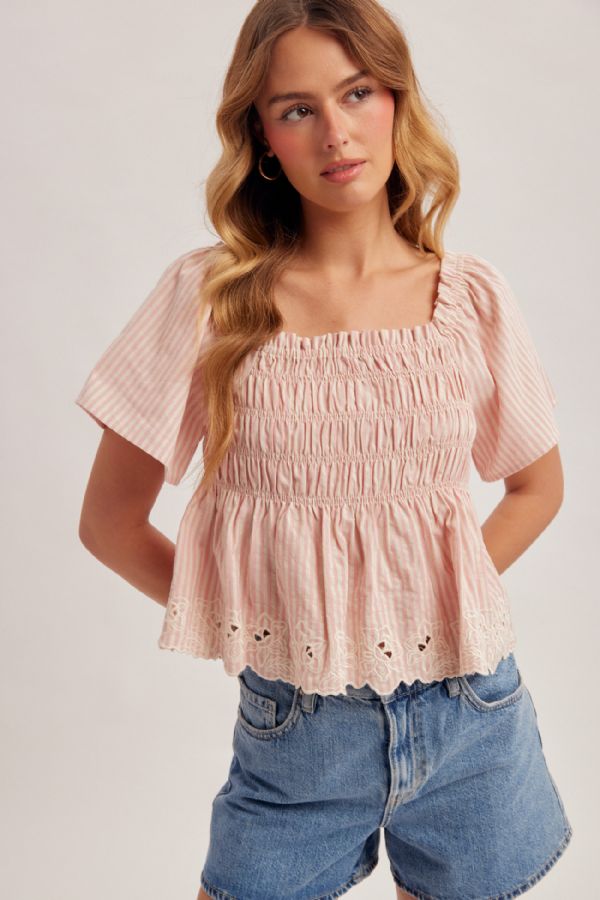 Flutter Sleeve Smocked Top