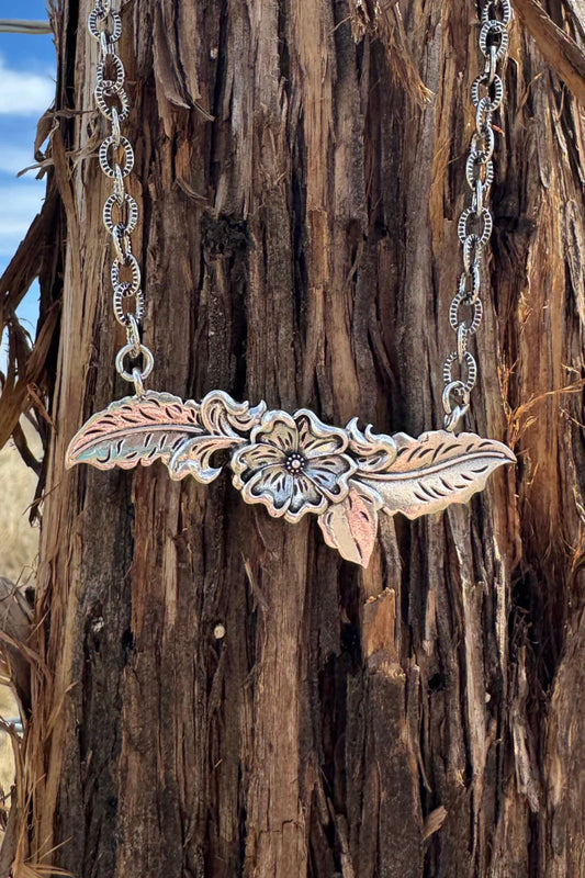 Tooled Floral Necklace