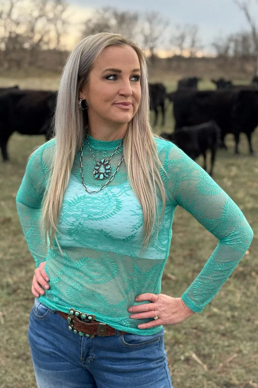 Aquamarine Lace Top