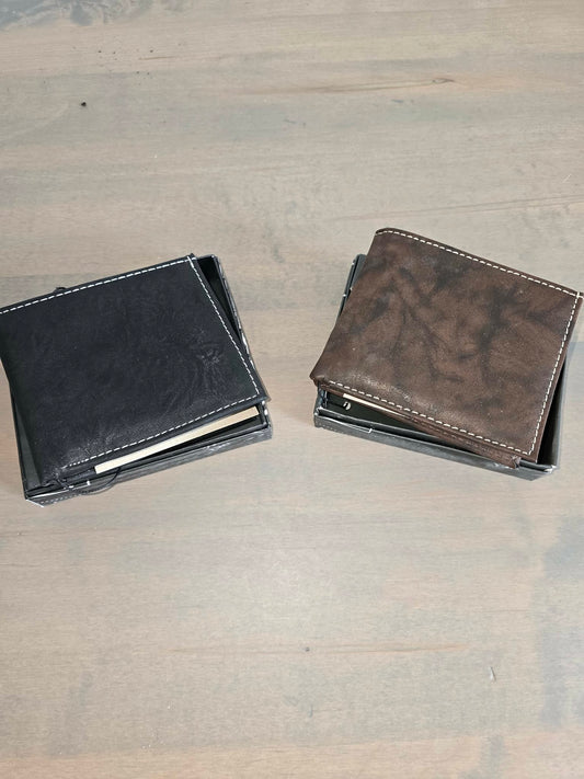 Antique Finish Vegan Bifold Wallet