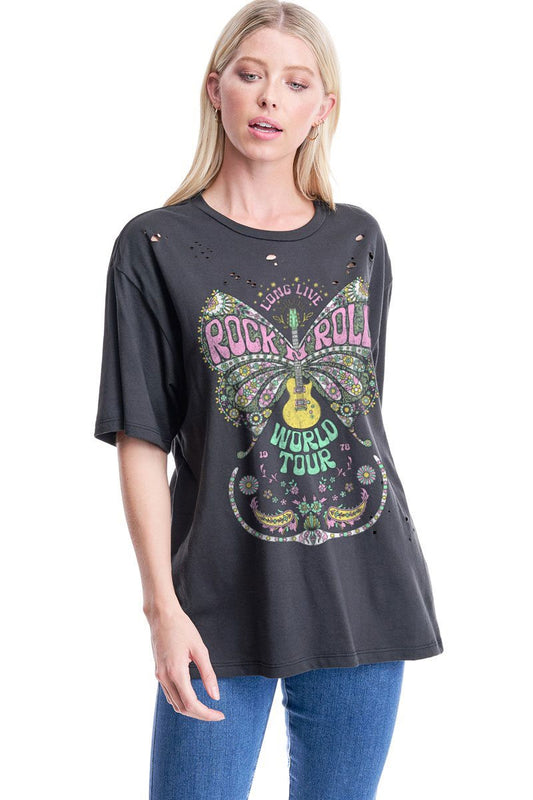 Rock 'N Roll World Tour Distressed Tee