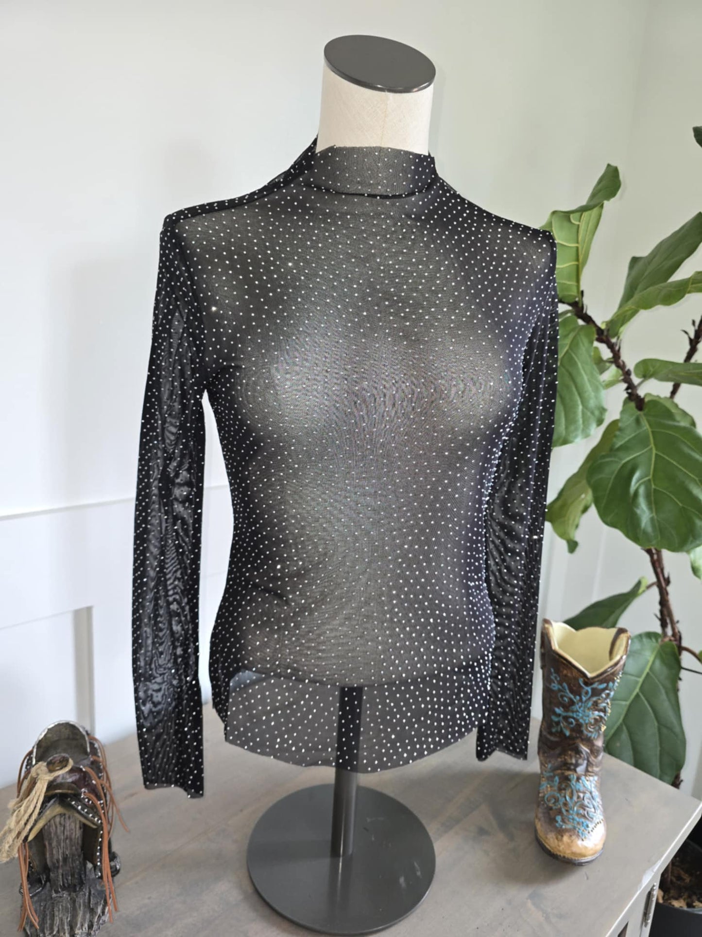 Rhinestone mesh top