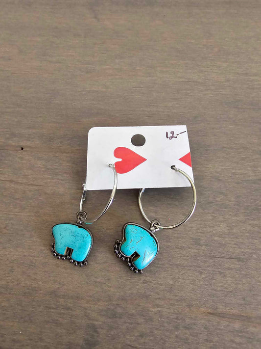 Turquoise Bear Earring