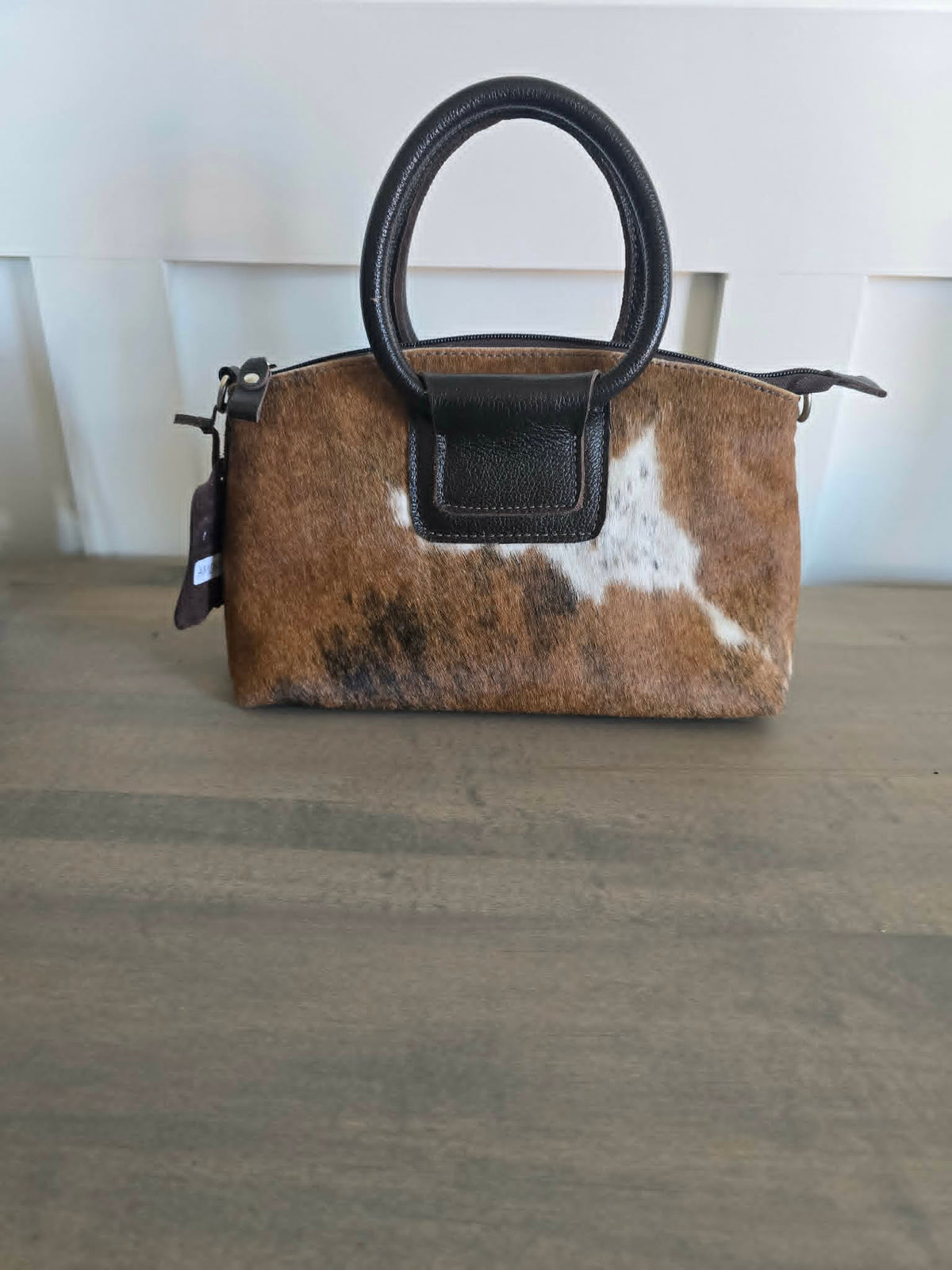 Cowhide and Leather Handle Purse