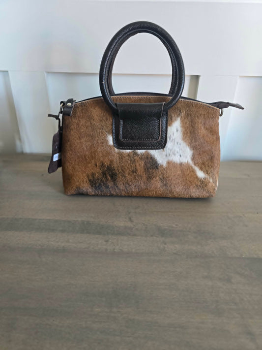 Cowhide and Leather Handle Purse