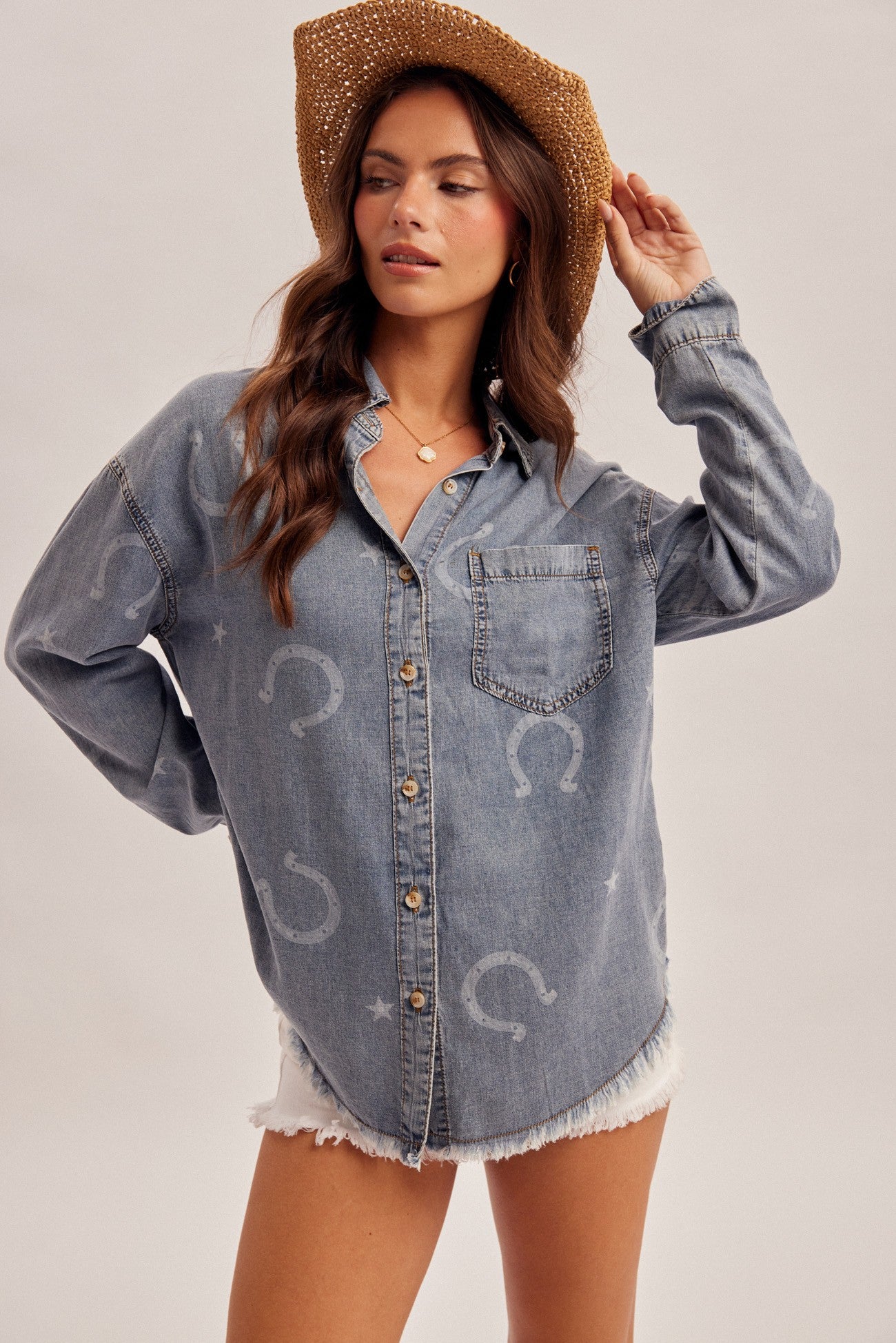 Horseshoe Button down Oversized Shirt