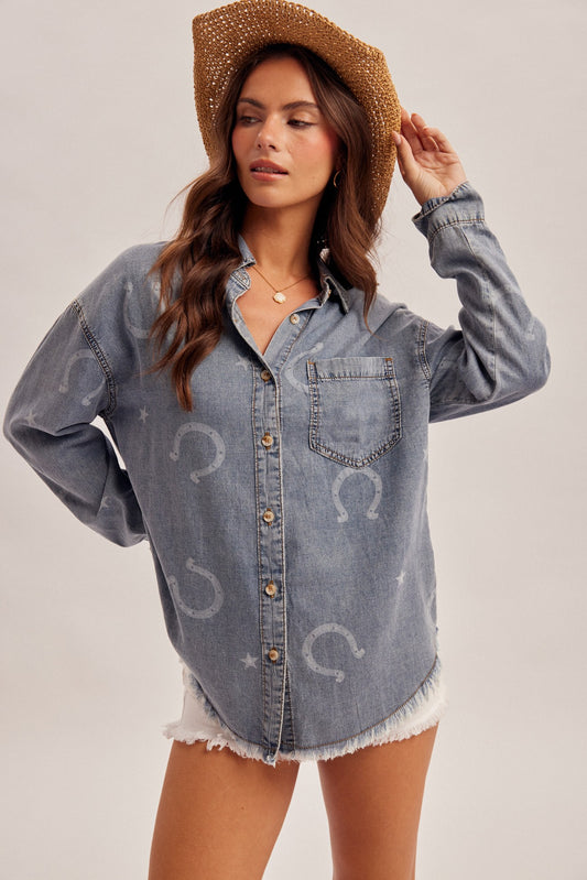 Horseshoe Button down Oversized Shirt