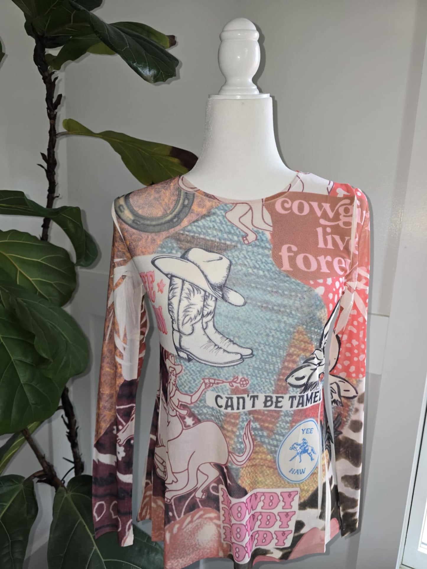 Howdy Long Sleeve Mesh Top